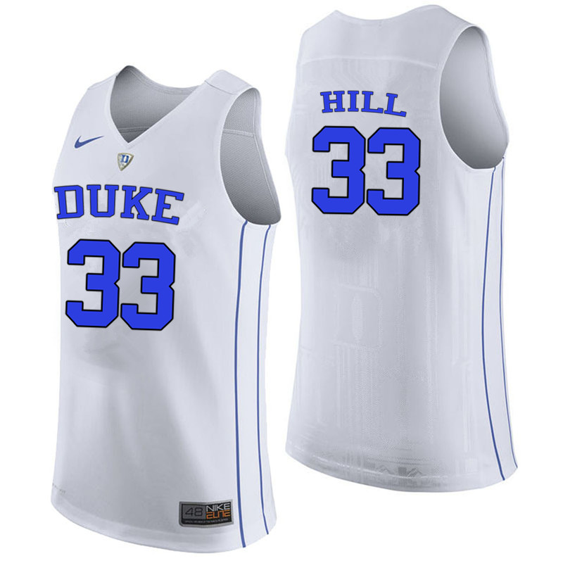 Men #33 Grant Hill Duke Blue Devils College Basketball Jerseys-White